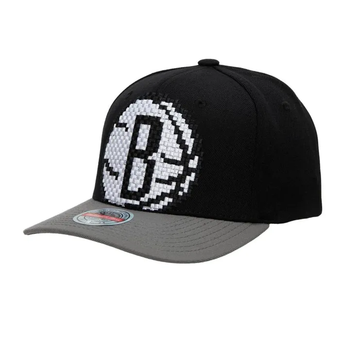 Mitchell and Ness 8 Bit XL Classic Red Brooklyn Nets Men Hats and Headwear