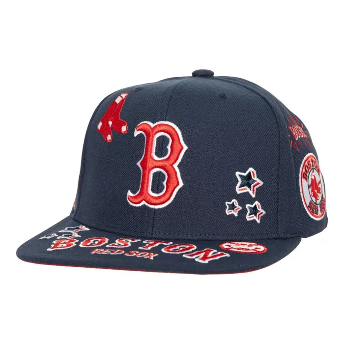 Mitchell and Ness All Out Snapback Boston Red Sox Men Hats and Headwear