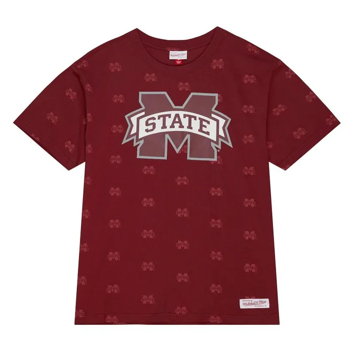 Mitchell and Ness AOP SS Top Mississippi State University Men TShirts and Tops Mitchell and Ness AOP SS Top Mississippi State University Men TShirts and Tops