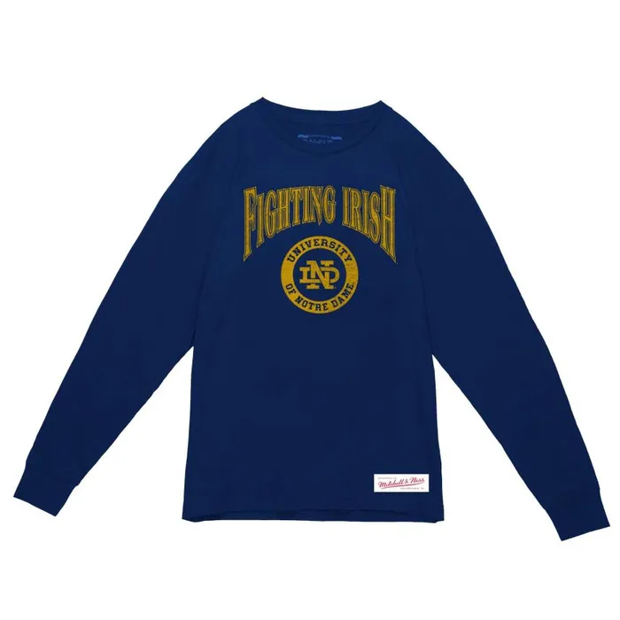 Mitchell and Ness Arched Logo Lockup Slub LS Tee University Of Notre Dame Men TShirts and Tops Mitchell and Ness Arched Logo Lockup Slub LS Tee University Of Notre Dame Men TShirts and Tops