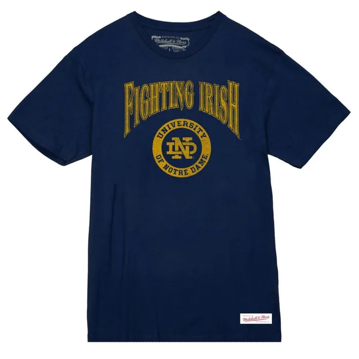 Mitchell and Ness Arched Logo Lockup Slub Tee University Of Notre Dame Men TShirts and Tops Mitchell and Ness Arched Logo Lockup Slub Tee University Of Notre Dame Men TShirts and Tops