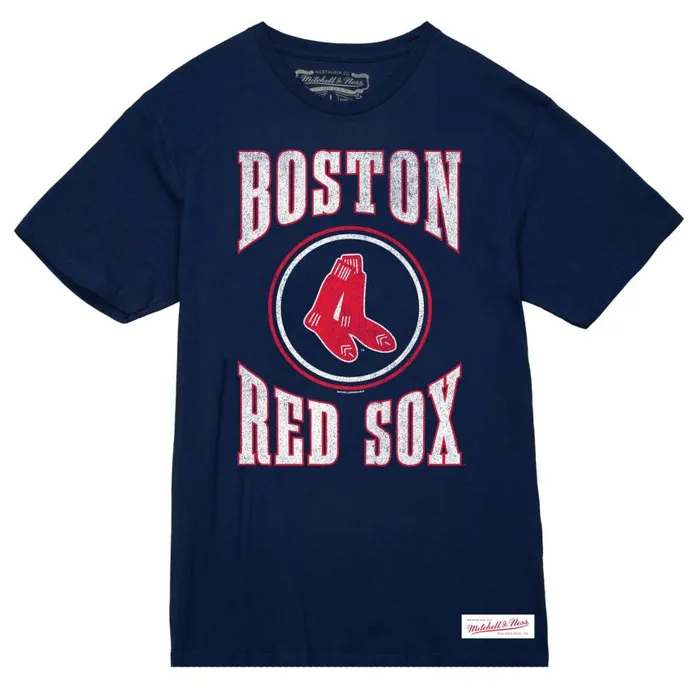 Mitchell and Ness Arched Logo Slub Tee Boston Red Sox Men TShirts and Tops