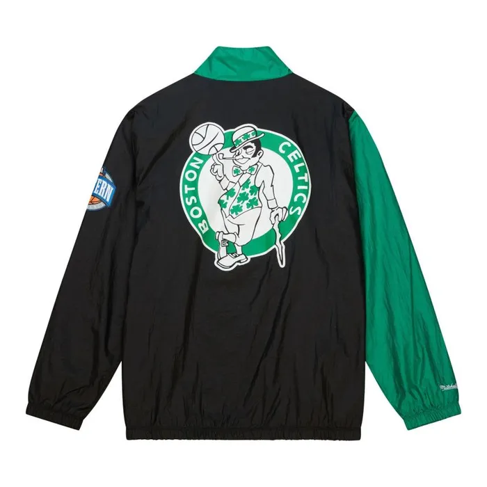 Mitchell and Ness Arched Retro Lined Windbreaker Boston Celtics Men Jackets and Outerwear