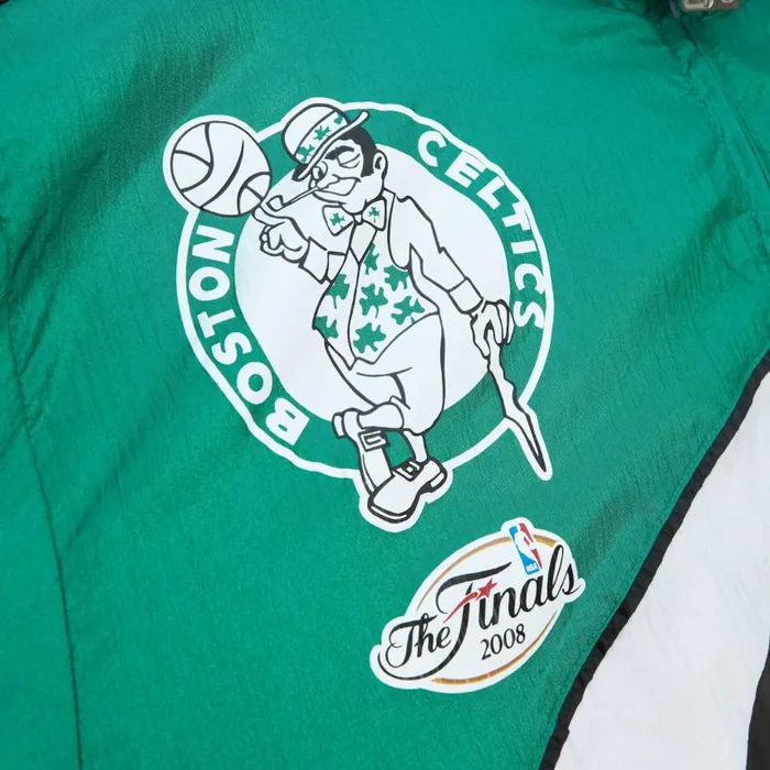 Mitchell and Ness Arched Retro Lined Windbreaker Boston Celtics Men Jackets and Outerwear