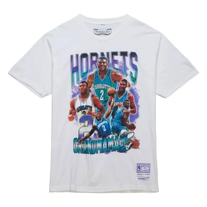Mitchell and Ness Bling SS Tee 20 HWC Charlotte Hornets Larry Johnson Men TShirts and Tops Mitchell and Ness Bling SS Tee 20 HWC Charlotte Hornets Larry Johnson Men TShirts and Tops