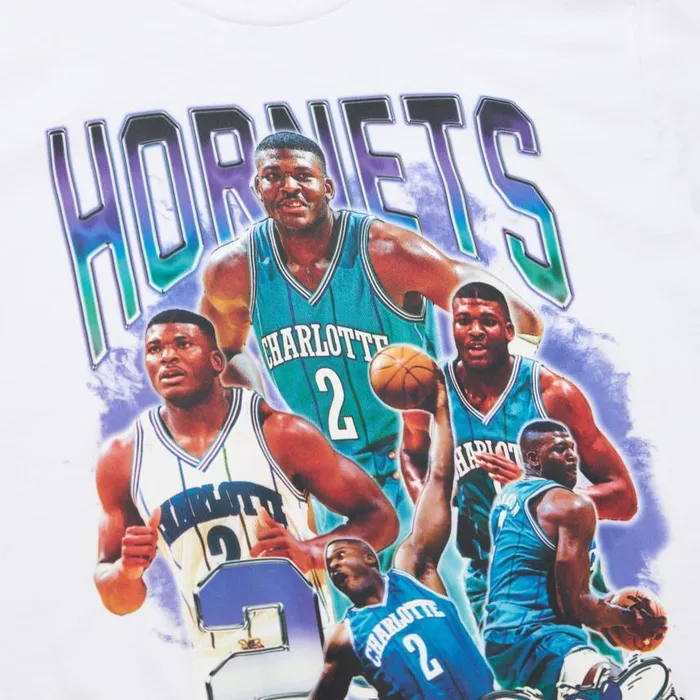 Mitchell and Ness Bling SS Tee 20 HWC Charlotte Hornets Larry Johnson Men TShirts and Tops