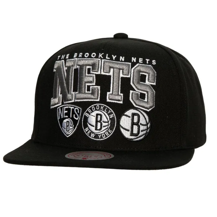 Mitchell and Ness Champ Stack Snapback Brooklyn Nets Men Hats and Headwear
