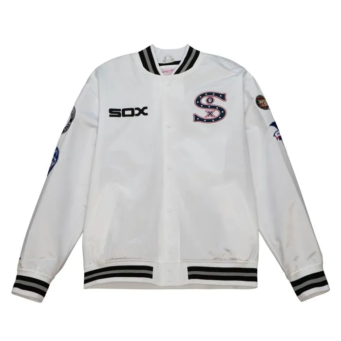Mitchell and Ness City Collection Lightweight Satin Jacket Chicago White Sox Men Jackets and Outerwear Mitchell and Ness City Collection Lightweight Satin Jacket Chicago White Sox Men Jackets and Outerwear