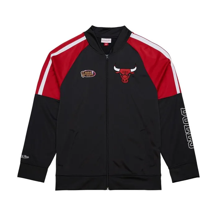 Mitchell and Ness Color Blocked Track Jacket Vintage Logo Chicago Bulls Men Jackets and Outerwear Mitchell and Ness Color Blocked Track Jacket Vintage Logo Chicago Bulls Men Jackets and Outerwear