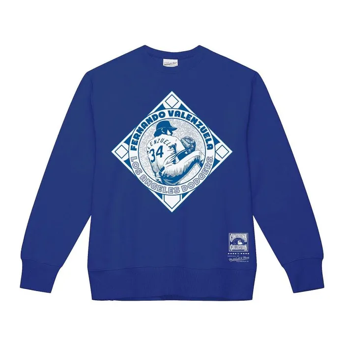 Mitchell and Ness Emblem Crew Los Angeles Dodgers Fernando Valenzuela Men Hoodies and Sweatshirts Mitchell and Ness Emblem Crew Los Angeles Dodgers Fernando Valenzuela Men Hoodies and Sweatshirts