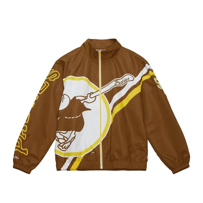 Mitchell and Ness Exploded Logo Warm Up Jacket San Diego Padres Men Jackets and Outerwear Mitchell and Ness Exploded Logo Warm Up Jacket San Diego Padres Men Jackets and Outerwear
