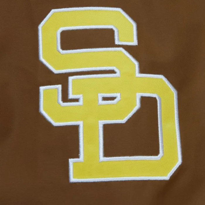 Mitchell and Ness Exploded Logo Warm Up Jacket San Diego Padres Men Jackets and Outerwear Mitchell and Ness Exploded Logo Warm Up Jacket San Diego Padres Men Jackets and Outerwear