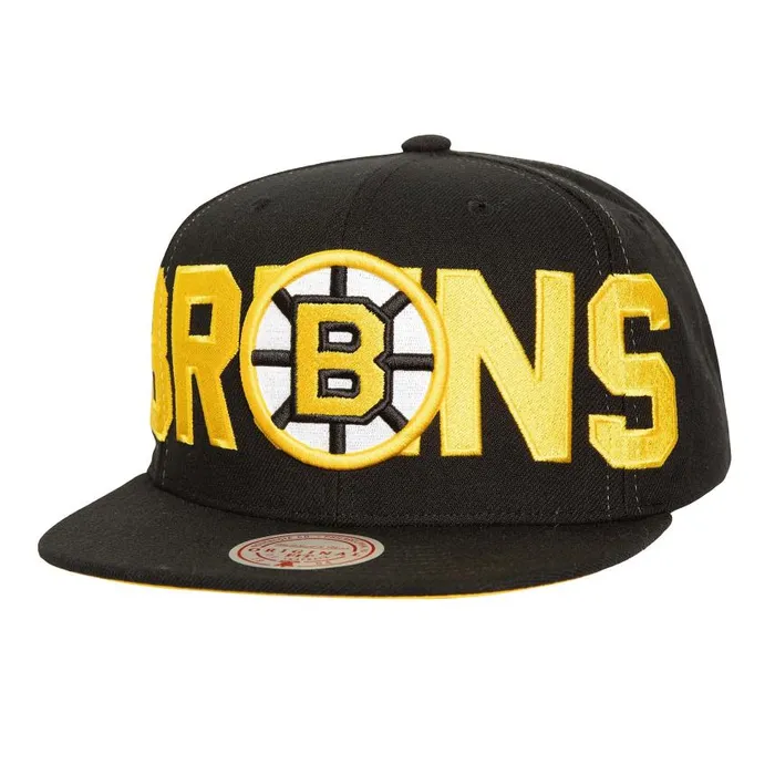 Mitchell and Ness Full Frontal Snapback Vntg Boston Bruins Men Hats and Headwear
