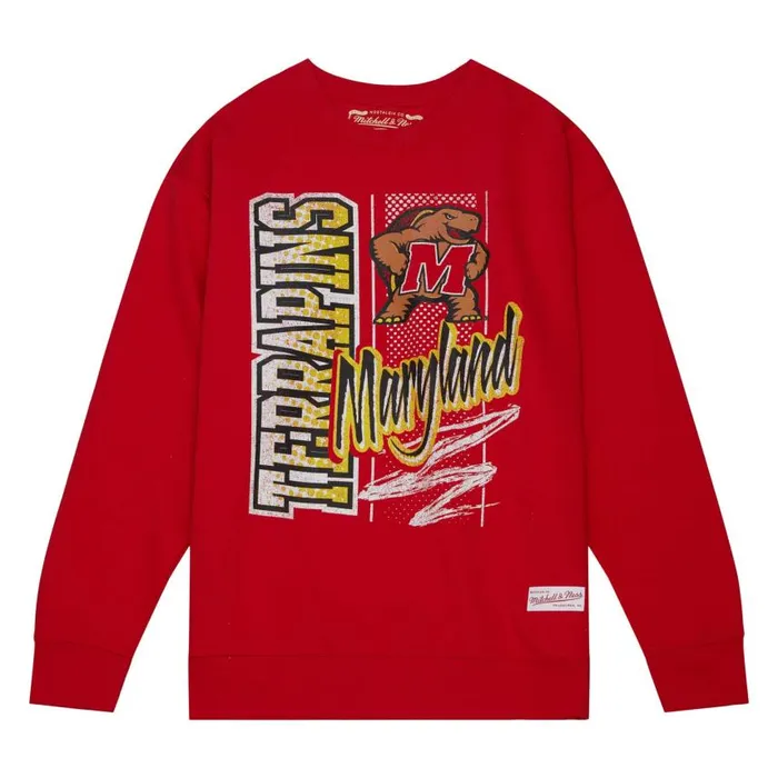 Mitchell and Ness Halftime Script Crew University Of Maryland Men Hoodies and Sweatshirts Mitchell and Ness Halftime Script Crew University Of Maryland Men Hoodies and Sweatshirts