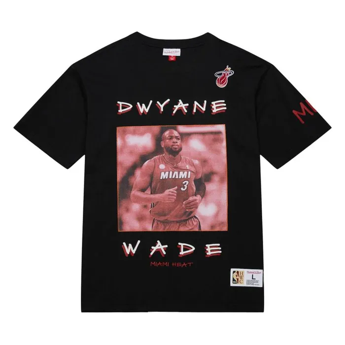 Mitchell and Ness Heavyweight Premium Player Tee Vintage Logo Miami Heat Dwyane Wade Men TShirts and Tops Mitchell and Ness Heavyweight Premium Player Tee Vintage Logo Miami Heat Dwyane Wade Men TShirts and Tops