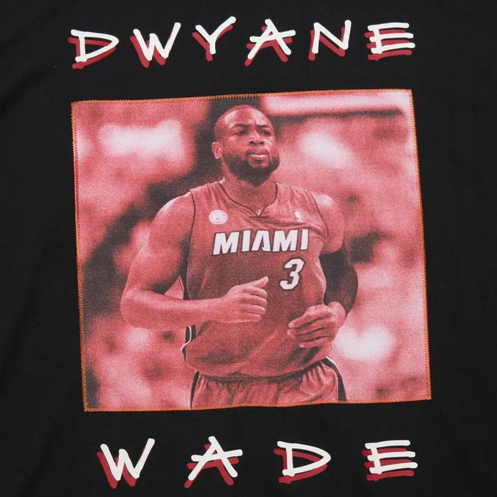 Mitchell and Ness Heavyweight Premium Player Tee Vintage Logo Miami Heat Dwyane Wade Men TShirts and Tops