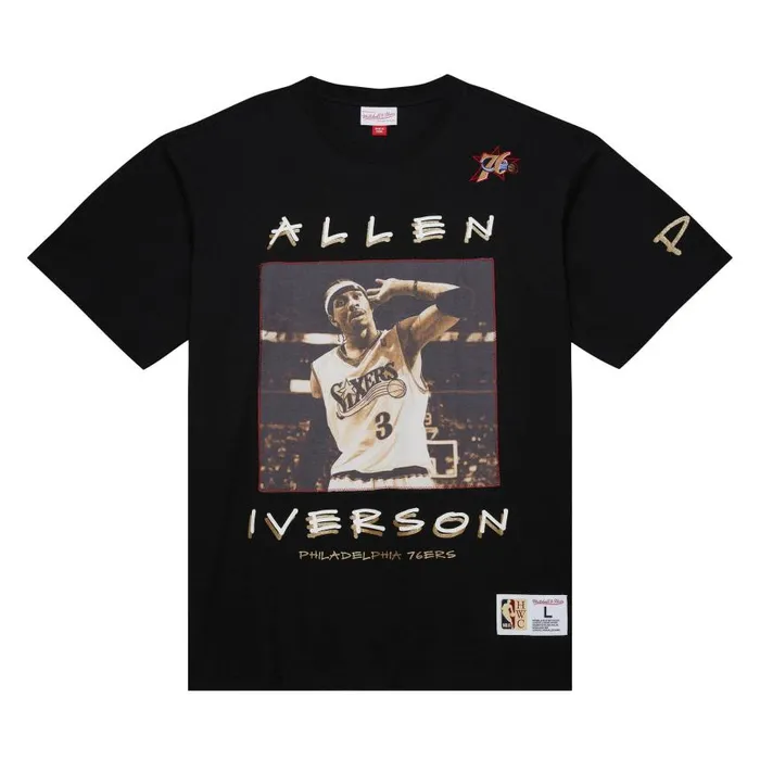 Mitchell and Ness Heavyweight Premium Player Tee Vintage Logo Philadelphia 76ers Allen Iverson Men TShirts and Tops Mitchell and Ness Heavyweight Premium Player Tee Vintage Logo Philadelphia 76ers Allen Iverson Men TShirts and Tops