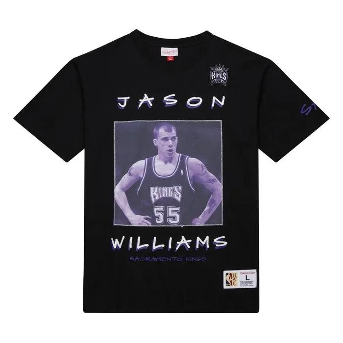 Mitchell and Ness Heavyweight Premium Player Tee Vintage Logo Sacramento Kings Jason Williams Men TShirts and Tops Mitchell and Ness Heavyweight Premium Player Tee Vintage Logo Sacramento Kings Jason Williams Men TShirts and Tops