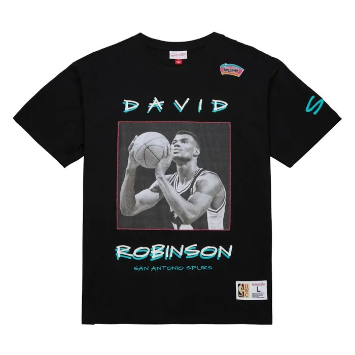 Mitchell and Ness Heavyweight Premium Player Tee Vintage Logo San Antonio Spurs David Robinson Men TShirts and Tops Mitchell and Ness Heavyweight Premium Player Tee Vintage Logo San Antonio Spurs David Robinson Men TShirts and Tops