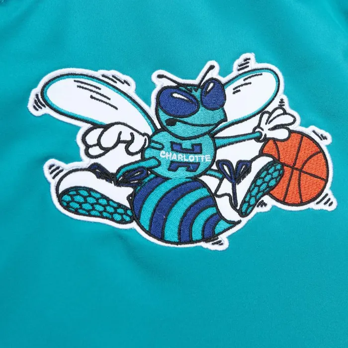Mitchell and Ness Heavyweight Satin Jacket Charlotte Hornets Men Jackets and Outerwear Mitchell and Ness Heavyweight Satin Jacket Charlotte Hornets Men Jackets and Outerwear