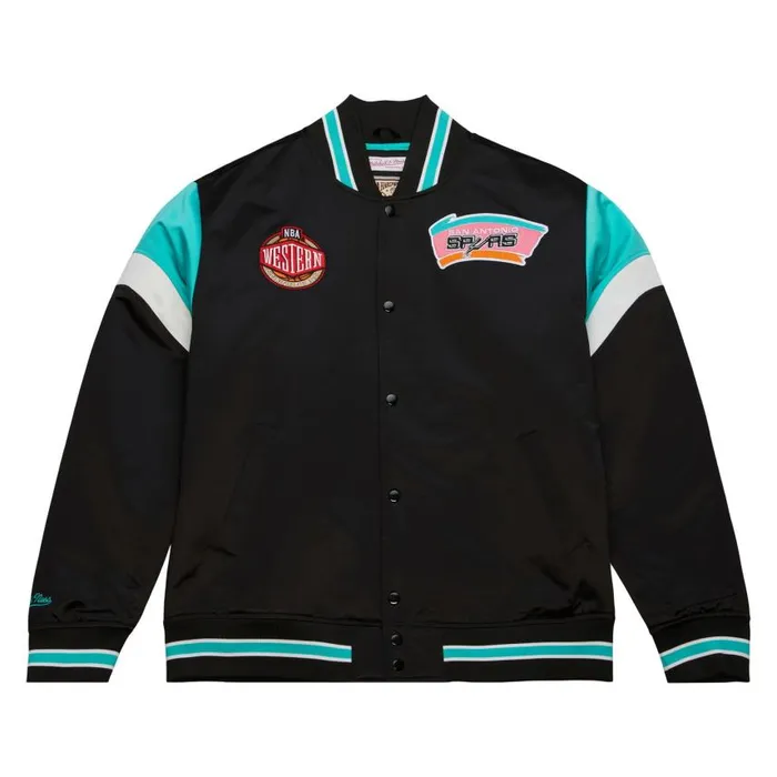 Mitchell and Ness Heavyweight Satin Jacket San Antonio Spurs Men Jackets and Outerwear Mitchell and Ness Heavyweight Satin Jacket San Antonio Spurs Men Jackets and Outerwear