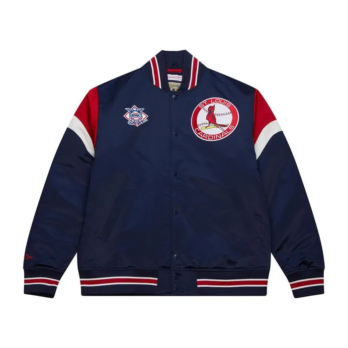 Mitchell and Ness Heavyweight Satin Jacket St Louis Cardinals Men Jackets and Outerwear Mitchell and Ness Heavyweight Satin Jacket St Louis Cardinals Men Jackets and Outerwear