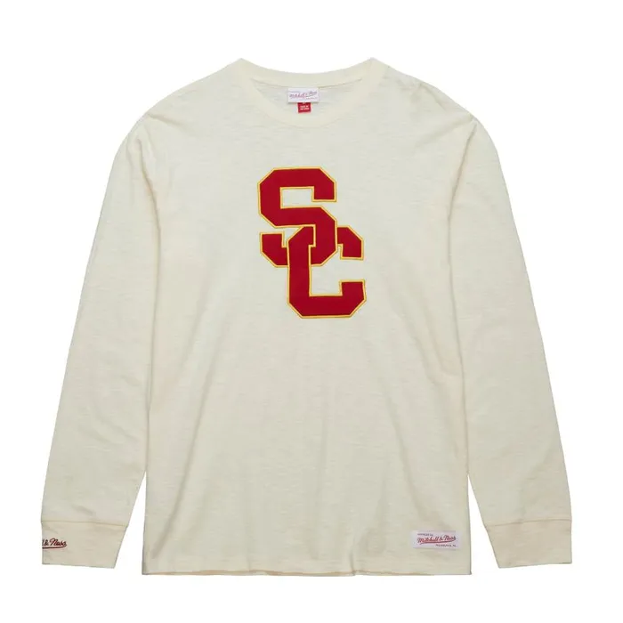 Mitchell and Ness Heritage LS Slub Tee Current Logo USC Men TShirts and Tops