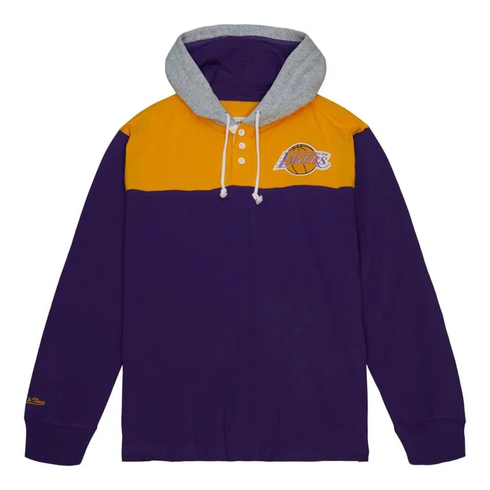 Mitchell and Ness Hooded Rugby Polo Los Angeles Lakers Men TShirts and Tops