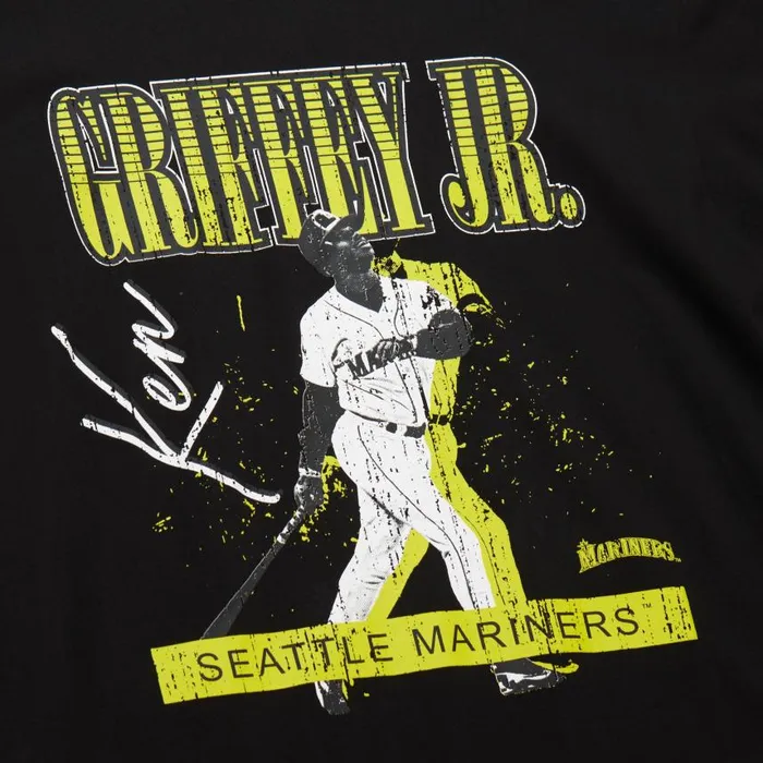 Mitchell and Ness HW Neon Pop Player SS Tee Vintage Logo Seattle Mariners Ken Griffey Jr Men TShirts and Tops