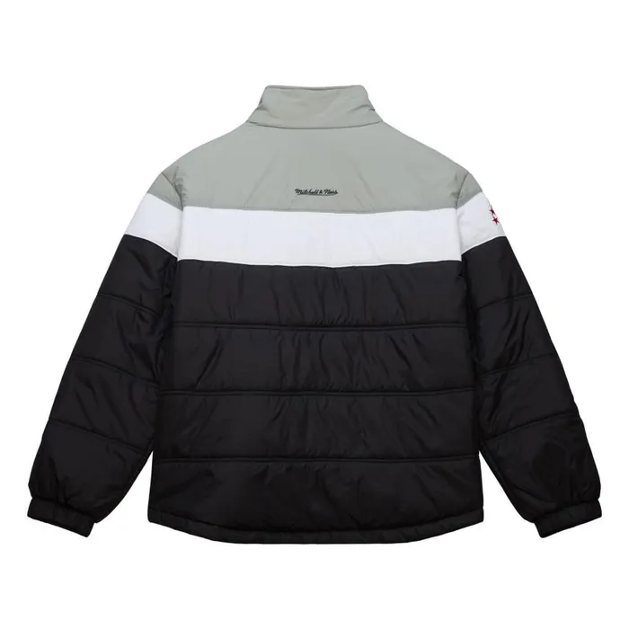 Mitchell and Ness In The Clutch Puffer Jacket Vintage Logo Oakland Raiders Men Jackets and Outerwear