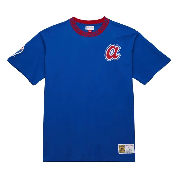 Mitchell and Ness Jacquard Ringer SS Tee Vintage Logo Atlanta Braves Men TShirts and Tops Mitchell and Ness Jacquard Ringer SS Tee Vintage Logo Atlanta Braves Men TShirts and Tops