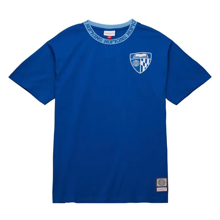 Mitchell and Ness Jaquard Ringer SS Tee Current Logo Johns Hopkins University Men TShirts and Tops