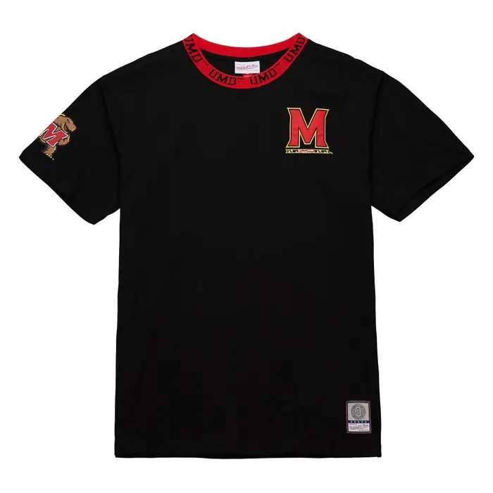 Mitchell and Ness Jaquard Ringer SS Tee Current Logo University Of Maryland Men TShirts and Tops Mitchell and Ness Jaquard Ringer SS Tee Current Logo University Of Maryland Men TShirts and Tops