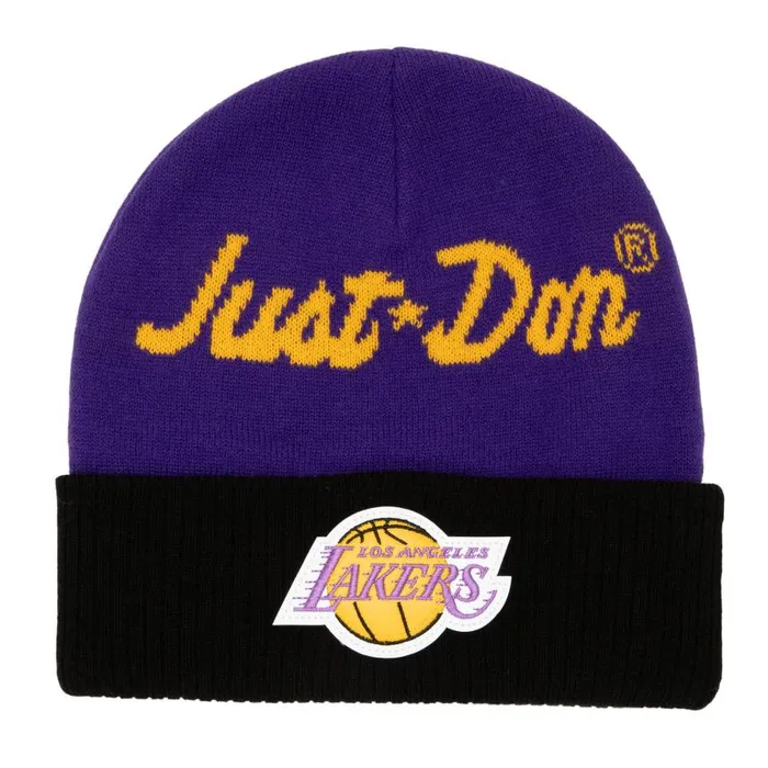 Mitchell and Ness Just Don Cashmere Knit HWC Los Angeles Lakers Men Hats and Headwear Mitchell and Ness Just Don Cashmere Knit HWC Los Angeles Lakers Men Hats and Headwear
