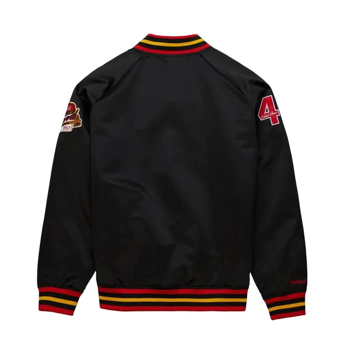Mitchell and Ness Legends Sublimated Lightweight Satin Jacket Milwaukee Braves Hank Aaron Men Jackets and Outerwear