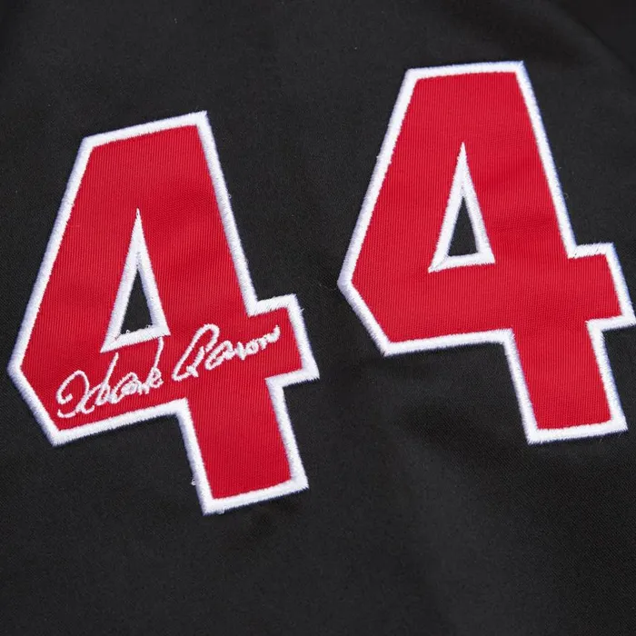 Mitchell and Ness Legends Sublimated Lightweight Satin Jacket Milwaukee Braves Hank Aaron Men Jackets and Outerwear