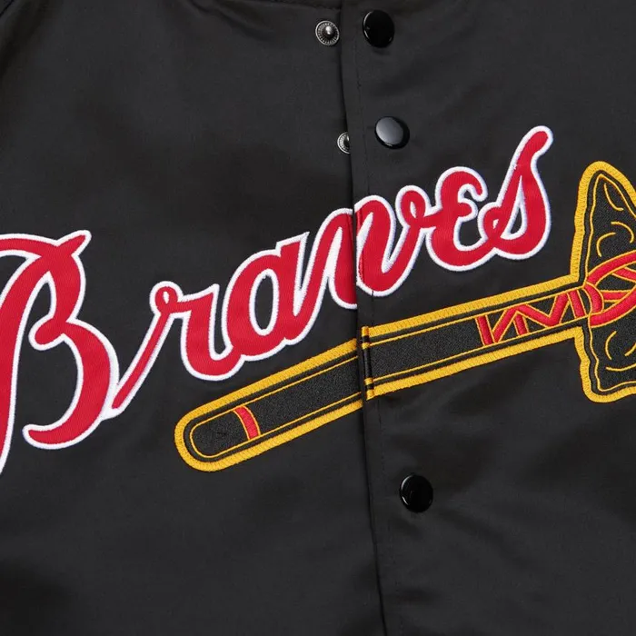 Mitchell and Ness Legends Sublimated Lightweight Satin Jacket Milwaukee Braves Hank Aaron Men Jackets and Outerwear