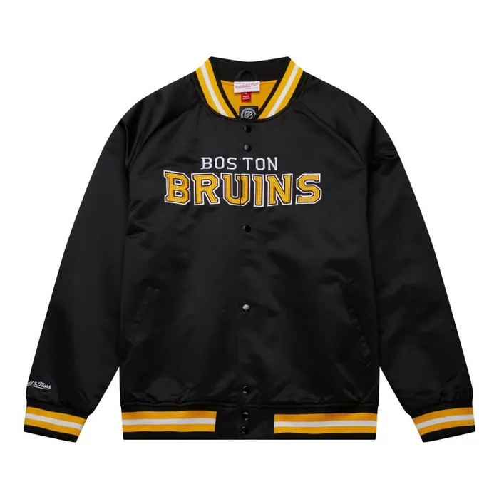 Mitchell and Ness Lightweight Satin Jacket Current Logo Boston Bruins Men Jackets and Outerwear Mitchell and Ness Lightweight Satin Jacket Current Logo Boston Bruins Men Jackets and Outerwear