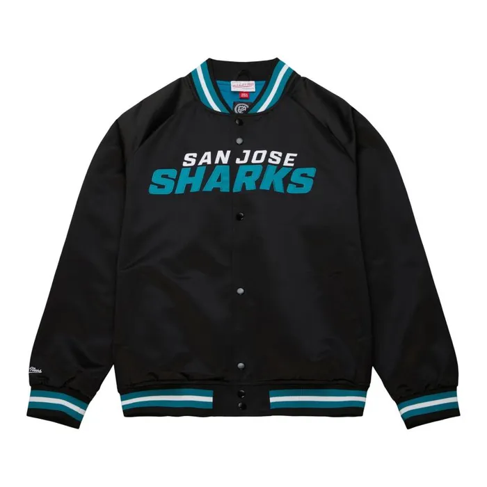Mitchell and Ness Lightweight Satin Jacket Current Logo San Jose Sharks Men Jackets and Outerwear Mitchell and Ness Lightweight Satin Jacket Current Logo San Jose Sharks Men Jackets and Outerwear