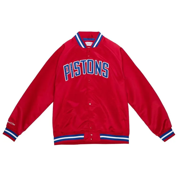 Mitchell and Ness Lightweight Satin Jacket Detroit Pistons Men Jackets and Outerwear Mitchell and Ness Lightweight Satin Jacket Detroit Pistons Men Jackets and Outerwear