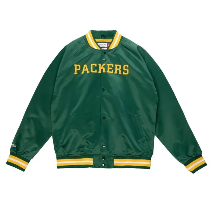Mitchell and Ness Lightweight Satin Jacket Green Bay Packers Men Jackets and Outerwear Mitchell and Ness Lightweight Satin Jacket Green Bay Packers Men Jackets and Outerwear