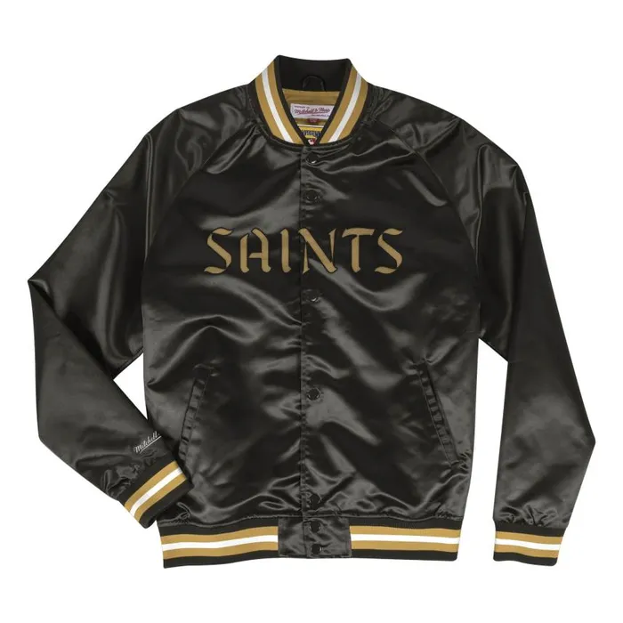 Mitchell and Ness Lightweight Satin Jacket New Orleans Saints Men Jackets and Outerwear Mitchell and Ness Lightweight Satin Jacket New Orleans Saints Men Jackets and Outerwear