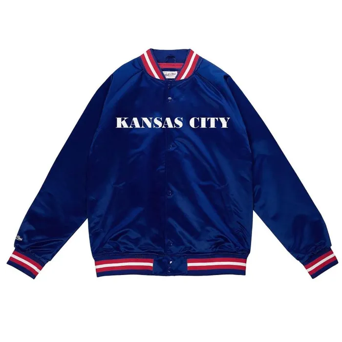 Mitchell and Ness Lighweight Satin Jacket Kansas City Kings Men Jackets and Outerwear Mitchell and Ness Lighweight Satin Jacket Kansas City Kings Men Jackets and Outerwear