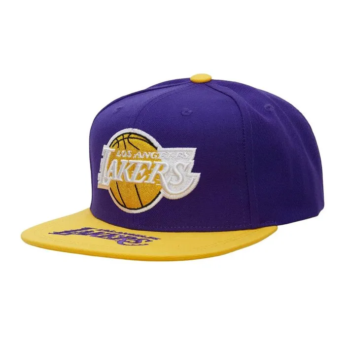 Mitchell and Ness Logo Bill Snapback Los Angeles Lakers Men Hats and Headwear Mitchell and Ness Logo Bill Snapback Los Angeles Lakers Men Hats and Headwear
