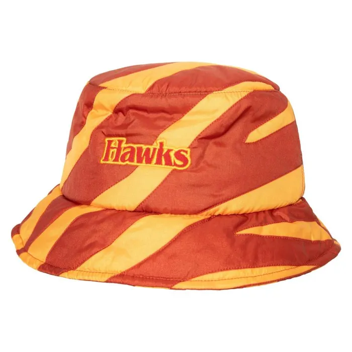 Mitchell and Ness MandN X Melody Ehsani Quilted Bucket Atlanta Hawks Men Hats and Headwear Mitchell and Ness MandN X Melody Ehsani Quilted Bucket Atlanta Hawks Men Hats and Headwear