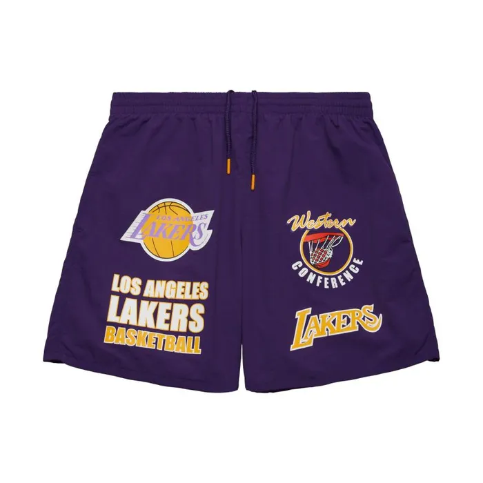 Mitchell and Ness Multi Hit Nylon Shorts Vintage Logo Los Angeles Lakers Men Shorts Mitchell and Ness Multi Hit Nylon Shorts Vintage Logo Los Angeles Lakers Men Shorts