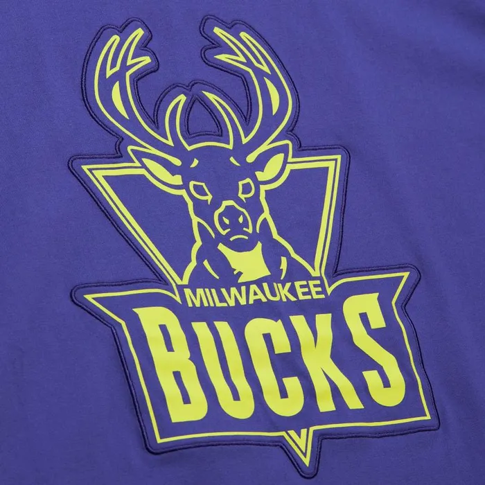 Mitchell and Ness Neon Nights SS Premium Tee Milwaukee Bucks Men TShirts and Tops