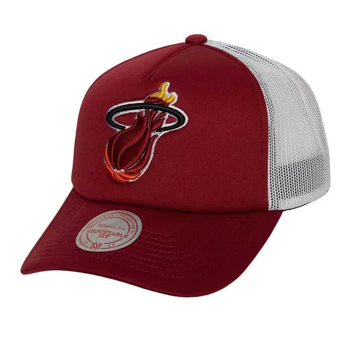 Mitchell and Ness Off The Backboard Trucker Snapback HWC Miami Heat Men Hats and Headwear Mitchell and Ness Off The Backboard Trucker Snapback HWC Miami Heat Men Hats and Headwear