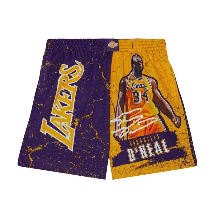 Mitchell and Ness Player Burst Mesh Shorts Los Angeles Lakers Shaquille O039Neal Men Shorts Mitchell and Ness Player Burst Mesh Shorts Los Angeles Lakers Shaquille O039Neal Men Shorts