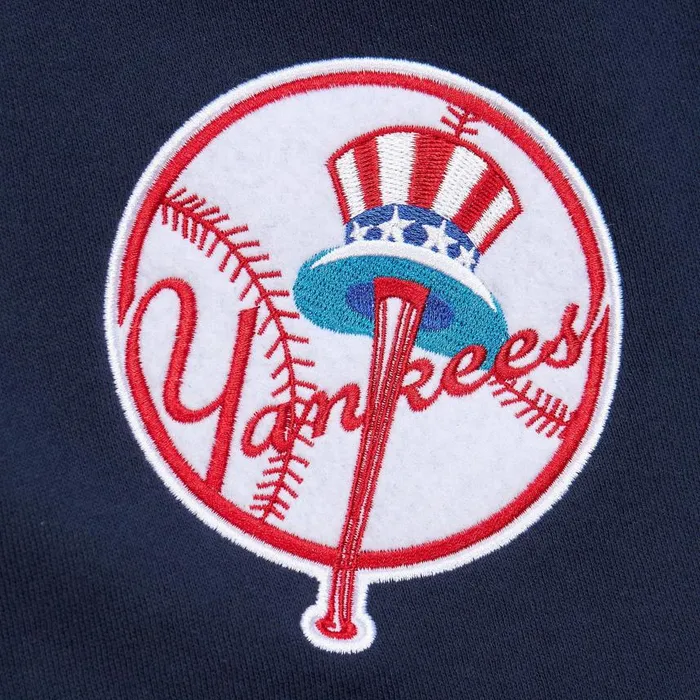Mitchell and Ness Postgame Fleece Shorts Vintage Logo New York Yankees Men Shorts